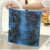 Pack of 10 colourful multi purpose microfibre cleaning cloths stacked neatly on a kitchen worktop
