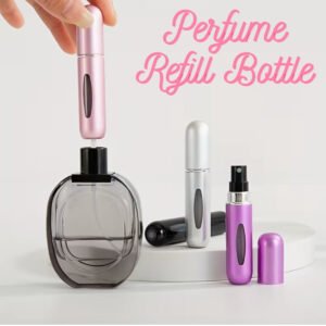 Compact 5ml portable perfume refill bottle travel atomiser spray in metallic finish