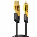 Black 4-in-1 multi USB fast PD charging cable with aluminium connectors for multiple device charging