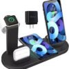 6 in 1 wireless charging station 15w fast charger dock stand powering smartphone and smartwatch on a desk