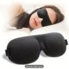 Black 3d sleep mask with contoured eye cavities for light blackout and comfortable travel rest