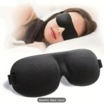 Black 3d sleep mask with contoured eye cavities for light blackout and comfortable travel rest