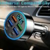 Black 100W 6 in 1 multi port fast car charger with LED digital display screen