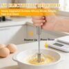 Silver stainless steel multi-function whisk and manual milk frother tool for kitchen baking and coffee prep